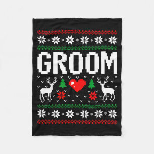 Groom bride engaged married couple ugly christmas fleece blanket