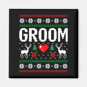 Groom Bride Engaged Married Couple Ugly Christmas Magnet