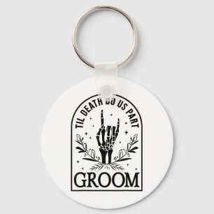 Groom Bride Engagement Wedding Halloween Couple Ma Keychain