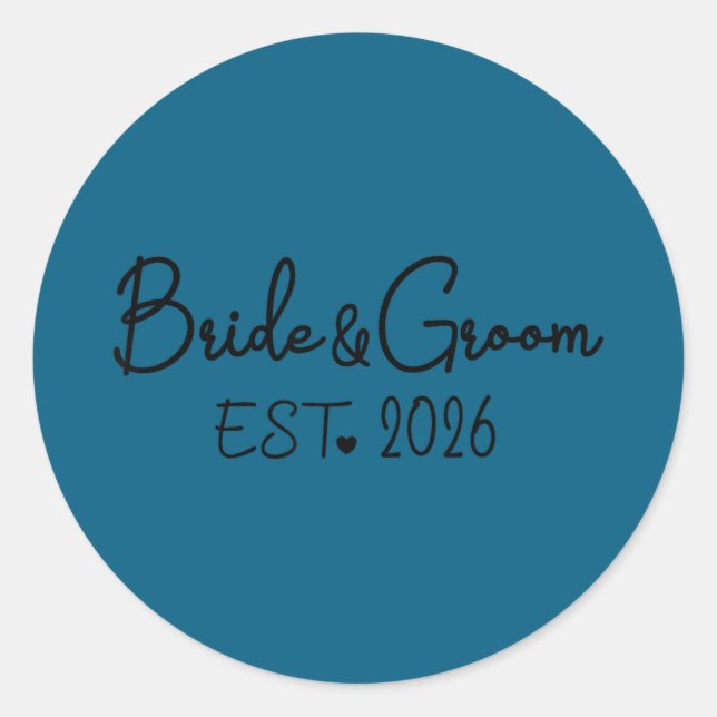 Groom bride est 2026 matching bride groom 2026 classic round sticker (Front)