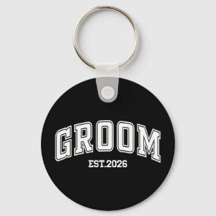 Groom bride est 2026 retro married couples wedding keychain