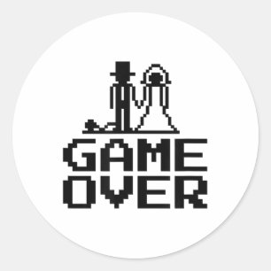 Groom Bride Game Over Stag Party Wedding _1 Classic Round Sticker