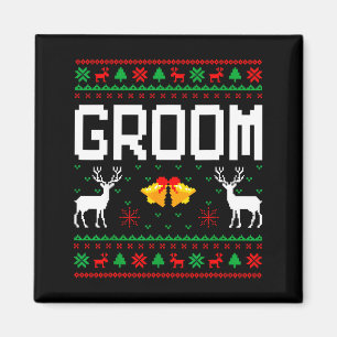 Groom bride married couple ugly christmas sweater magnet