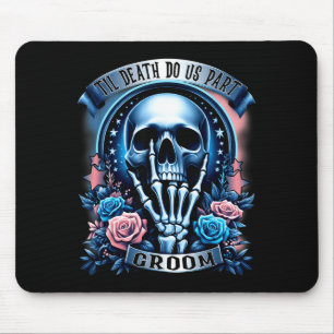 Groom bride skeleton gothic halloween engagement mouse pad