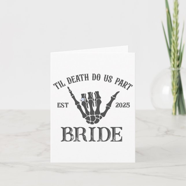 Groom Bride Skeleton Gothic Halloween Engagement W Card (Front)