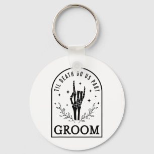 Groom Bride Skeleton Gothic Halloween Engagement W Keychain