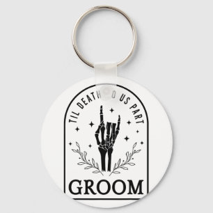 Groom Bride Skeleton Gothic Halloween Engagement W Keychain