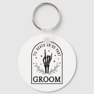 Groom Bride Skeleton Gothic Halloween Engagement W Keychain