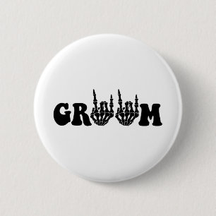 Groom Bride Skeleton Gothic Halloween Wedding Bach 2 Inch Round Button