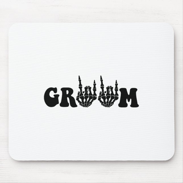 Groom Bride Skeleton Gothic Halloween Wedding Bach Mouse Pad (Front)