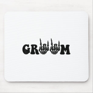 Groom Bride Skeleton Gothic Halloween Wedding Bach Mouse Pad