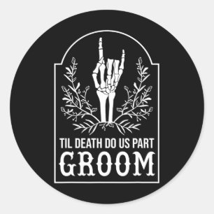 Groom Bride Skeleton Hand Couples Matching Wedding Classic Round Sticker