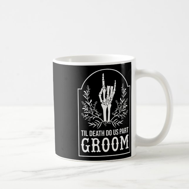 Groom Bride Skeleton Hand Couples Matching Wedding Coffee Mug (Right)