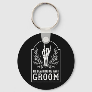 Groom Bride Skeleton Hand Couples Matching Wedding Keychain