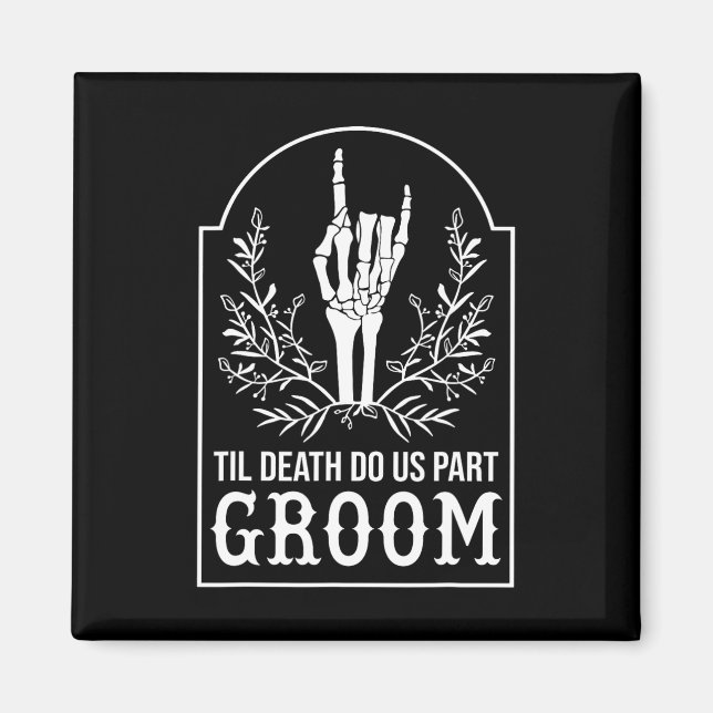 Groom Bride Skeleton Hand Couples Matching Wedding Magnet (Front)