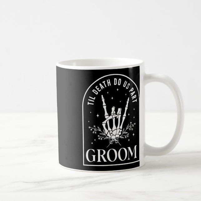 Groom Bride Skeleton Rock Hand Couples Wedding Hal Coffee Mug (Right)