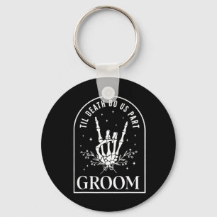 Groom Bride Skeleton Rock Hand Couples Wedding Hal Keychain