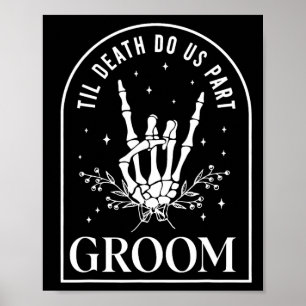 Groom Bride Skeleton Rock Hand Couples Wedding Hal Poster