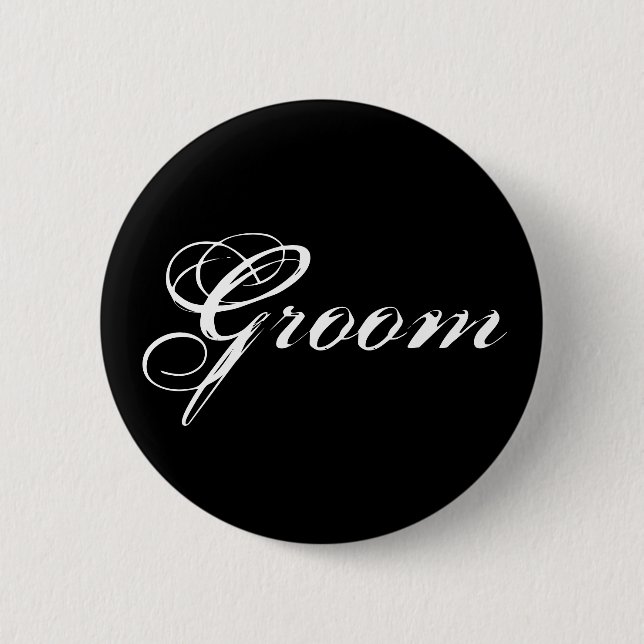 Groom Button in Black (Front)