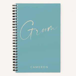 Groom   Chic Minimalist Personalized Teal Blue Notebook
