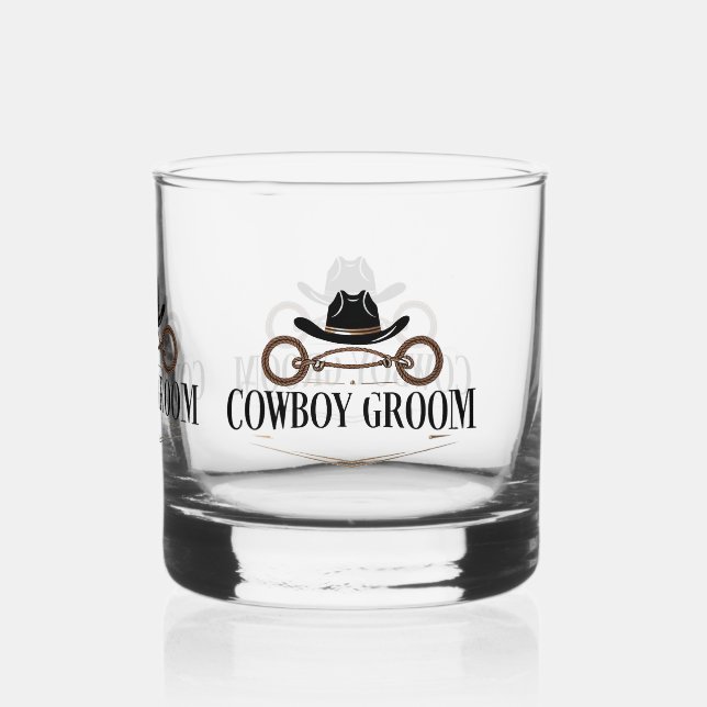 Groom Cow Boy  Whiskey Glass (Back)