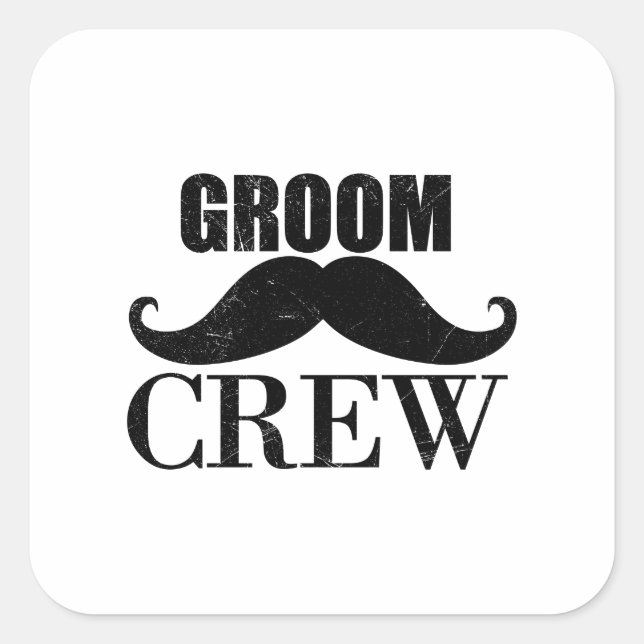 Groom Crew Bachelor Party Wedding Black Grunge Square Sticker (Front)