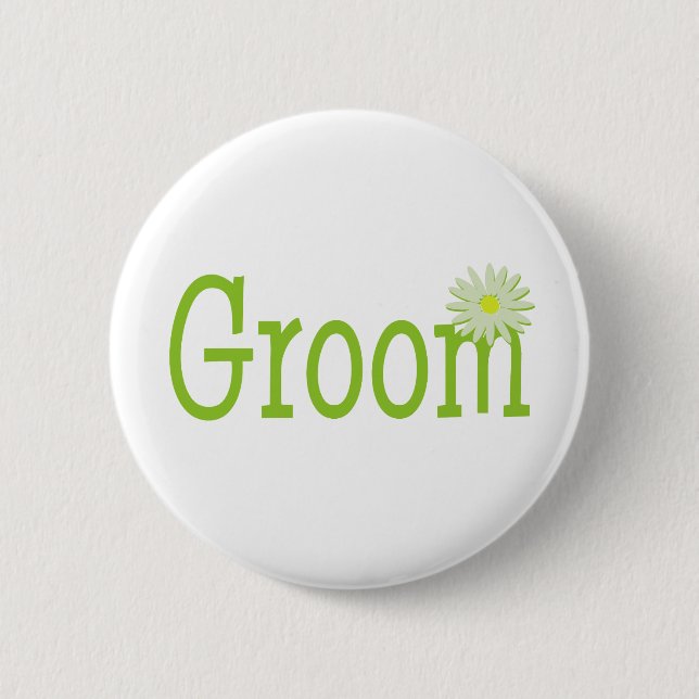 Groom/ Daisy 2 Inch Round Button (Front)