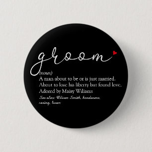Groom Definition, Stag Bachelor Party, Wedding 2 Inch Round Button