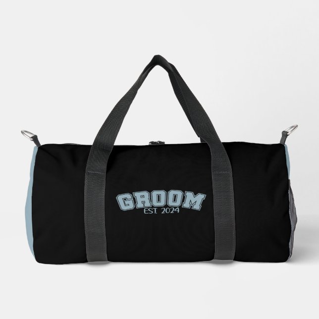 GROOM Dusty Blue White  Duffle Bag (Front)