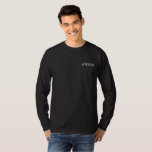 Groom Embroidered Long Sleeve T-Shirt<br><div class="desc">For the Groom shown is a black colour long sleeve t-shirt to relax in. White embroidered text on the front upper left chest area.
Customize this item or buy as shown.</div>