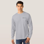 Groom Embroidered Long Sleeve T-Shirt<br><div class="desc">For the Groom shown is a grey colour long sleeve t-shirt to relax in. Grey embroidered text on the front upper left chest area.
Customize this item or buy as shown.</div>