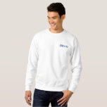 Groom Embroidered Sweatshirt<br><div class="desc">For the Groom shown is a white colour long sleeve pullover sweatshirt to relax in. Royal Blue colour embroidered text on the front upper left chest area.
Customize this item or buy as shown.</div>