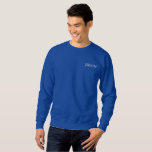 Groom Embroidered Sweatshirt<br><div class="desc">For the Groom shown is a royal-blue long sleeve pullover sweatshirt to relax in. White embroidered text on the front upper left chest area.
Customize this item or buy as shown.</div>