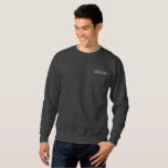 Groom Embroidered Sweatshirt<br><div class="desc">For the Groom shown is a dark grey colour long sleeve pullover sweatshirt to relax in. White colour embroidered text on the front upper left chest area.
Customize this item or buy as shown.</div>