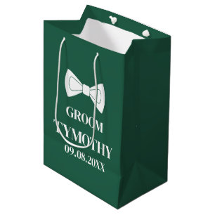 Groom Emerald Green Elegant Modern Gifts Wedding Medium Gift Bag