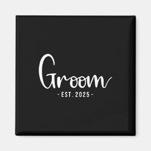Groom Est 2025 Married Wedding Bridal Party Bachel Magnet