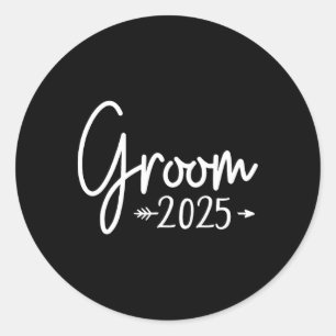 Groom Est 2025 Married Wedding Engagement Getting Classic Round Sticker