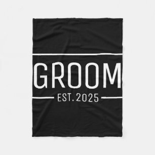 Groom Est. 2025 Married Wedding Engagement Getting Fleece Blanket