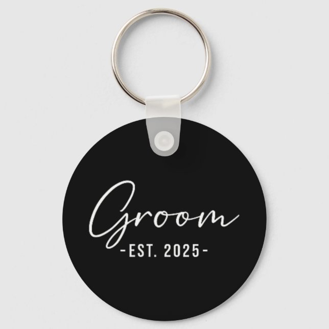 Groom Est. 2025 Matching Getting Ready Bride Groom Keychain (Front)