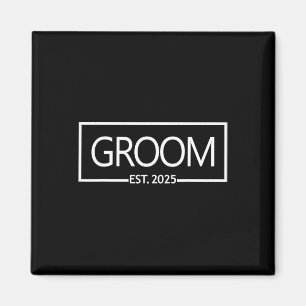 Groom Est. 2025 Wedding Matching Husband Just Marr Magnet