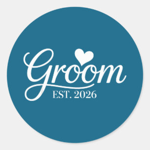 Groom est 2026 bridal shower bachelorette party classic round sticker