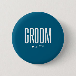 Groom est 2026 for future husband soon to be mr 2 inch round button