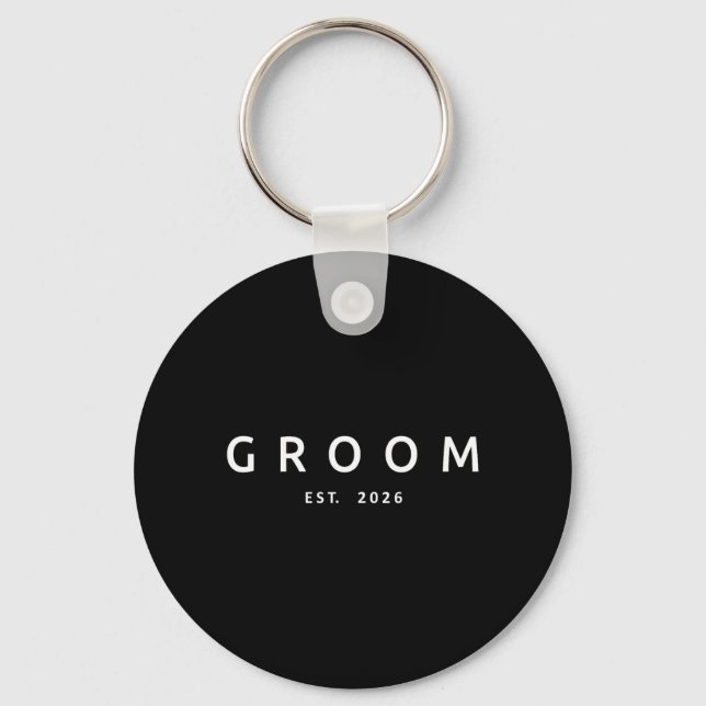 Groom Est 2026 Future Husband Bachelor Party Keychain (Front)