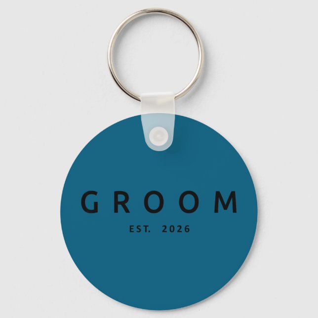 Groom est 2026 future husband wedding bachelor keychain (Front)