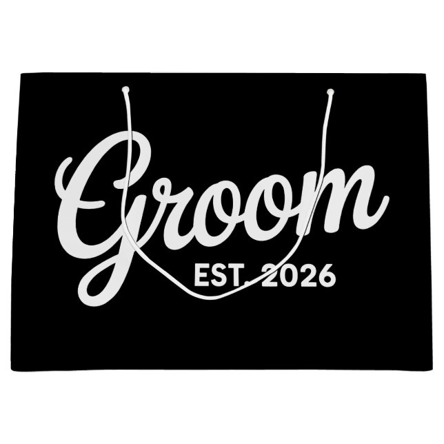 Groom Est 2026 Matching Getting Ready Wedding Large Gift Bag (Front)