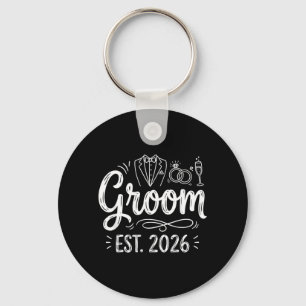 Groom Est 2026 Mr Husband Married Wedding Party 3 Keychain