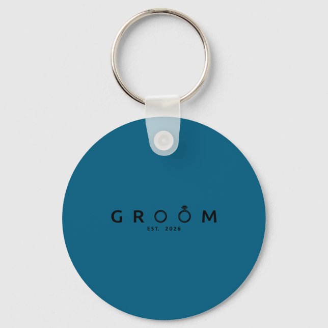 Groom est 2026 wedding bachelor party future keychain (Front)