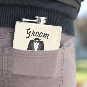 Groom Flask Tuxedo black Tie