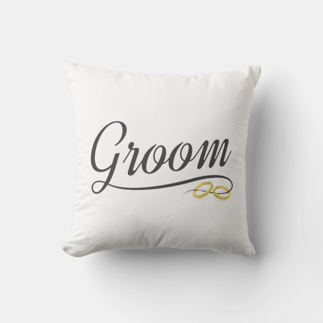 Groom Floral Mariage Calligraphie Jeu Oreiller (Recto)