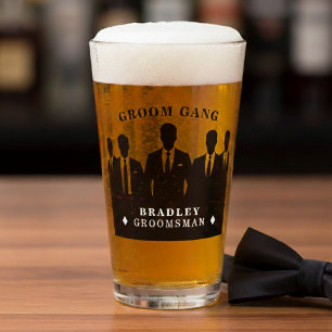 Groom Gang Men in Suits Bachelor Party Groomsman Glass